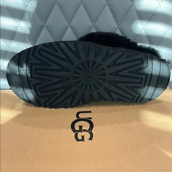 UGG Black Plush Lined Slippers - Picture 8 of 15